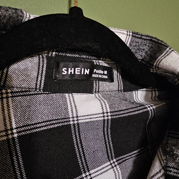 Shein Black and White Plaid Cropped Jacket - Picture 3 of 5